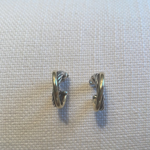 David Yurman Crossover Hoop Earrings in Sterling Silver with 18K Yellow Gold - Picture 5 of 7